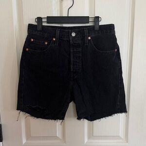 Levi’s Women’s 501 black distressed shorts. W28. Like new!